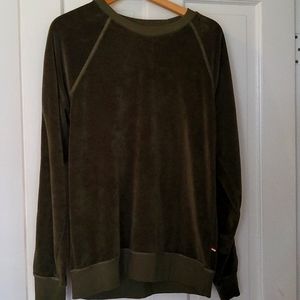 Mens Fashion green velour sweatshirt size M